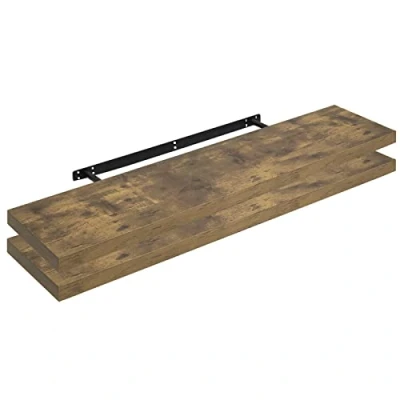 Afbeelding van WOLTU RG9315hov 2 Wandplank, boekenplank, planken voor decoratieve wandplanken van MDF hout, set hangplanken, vintage bruin, 120 x 22,9 3,8 cm