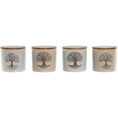 Afbeelding van Suikerpot Home ESPRIT Wit Beige Bamboe Keramiek 9,5 x cm (4 Stuks)