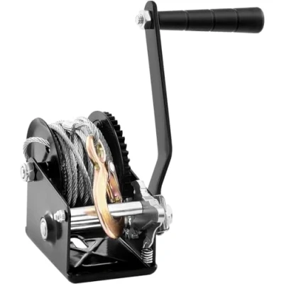 Afbeelding van VEVOR Lier, 362,8 kg, handlier 173 x 126 119 mm, bootlier, 2 weg ratel/1 versnelling, met ca. 10 m staalkabel, riemlier ergonomische handgreep, voor voertuigen en boten