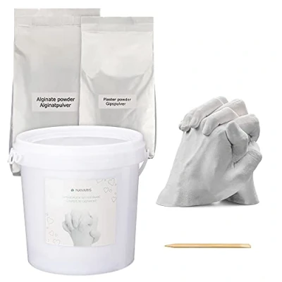 Afbeelding van Navaris 3D gipsafdruk Voor 2 tot 3 handen Bodycasting set koppels en families pH neutraal huidvriendelijk Handafruk in gips