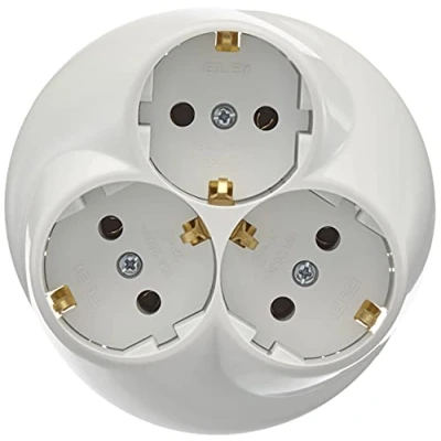 Afbeelding van Geaard stopcontact, 3 voudig inbouw, wit, geaarde stopcontacten