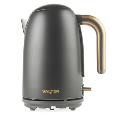 Afbeelding van Salter EK6085CB Pebble Kettle 1.7 L Fast Boil Electric Tea Kettle, Removable Limescale Filter, Water Level Indicator, 360 Swivel Base, Viewing Window, Dry Protection, Flip Lid, 3kW, Grey/Gold