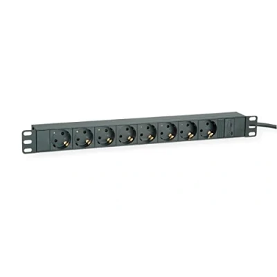 Afbeelding van ROLINE 19&quot; stekkerdoos 8voudig, C14 stekker, zwart, 2 m