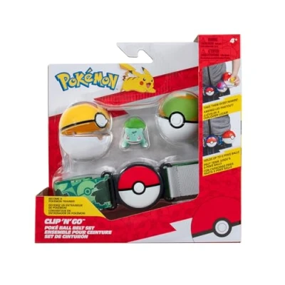 Afbeelding van PKW Clip &#039;N&#039; Go Poke Ball Belt Set (Bulbasaur #1 met vlakke bal, nestbal en bulbasaur thema riem) W16