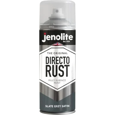 Afbeelding van JENOLITE Directorust Satijnverf LEIGRIJS Multi oppervlak Hout, metaal, kunststof, keramiek en verroeste oppervlakken 400 ml RAL 7031