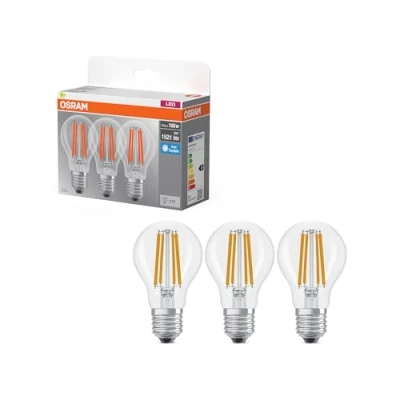 Afbeelding van OSRAM LED lampvoet Klassieke lampvorm E27 helder 6500K, filament LED, vervanging voor gloeilamp, IP20, kwikvrij, schokbestendig, 15000 uur, huishoudelijk en buiten