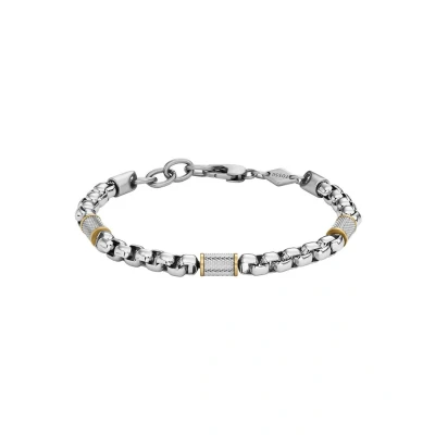 Afbeelding van Fossil JF04138998 Armband staal zilver en goudkleurig 18 19,5 cm
