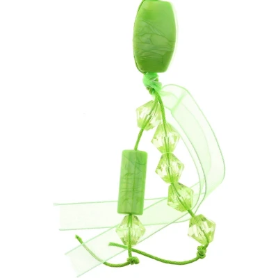 Afbeelding van Behave Groene lange kralen ketting van touw met hanger