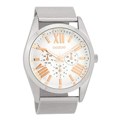 Afbeelding van OOZOO Timepieces zilverkleurige horloge met metalen mesh armband C9640