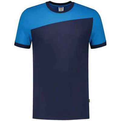 Afbeelding van Tricorp 102006 T Shirt Bicolor Naden Inkt/Turquoise