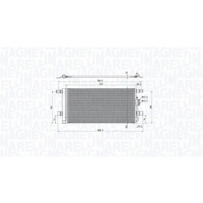 Afbeelding van MAGNETI MARELLI 350203104600 Condensor Airco Met droger 325mm 656mm 12mm AUDI: Q5 (FYB) 2.0 TDI quattro, TFSI