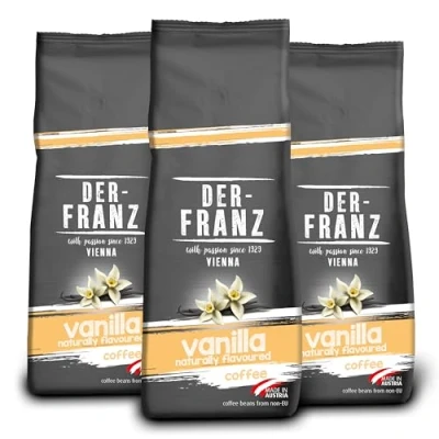 Afbeelding van Der Franz koffie, op smaak gebracht met vanille, intensiteit 3/5, Arabica en Robusta koffiebonen, 3 x 500 g