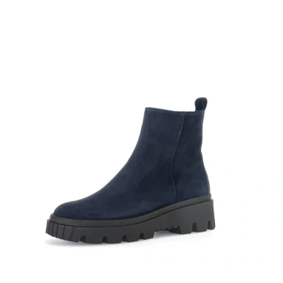 Afbeelding van Gabor Combat Enkellaarsjes met plateauzool, Dames, Maat: 38, Blau Veloursleer