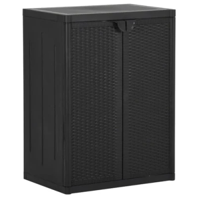 Afbeelding van vidaXL Tuinkast 65x45x88 cm polypropyleen rattan zwart