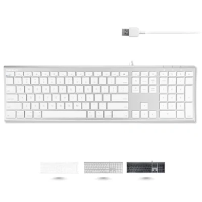 Afbeelding van Macally ACEKEYA Super dun bedraad USB A toetsenbord voor Mac en PC Wit/Zilverkleurig US English (QWERTY)