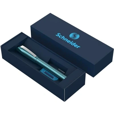 Afbeelding van Schneider Ceod Shiny Rollerball Set in kartonnen etui (incl. standaard inktpatronen, voor rechts en linkshandigen) teal