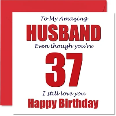 Afbeelding van Grappige 37e verjaardagskaarten voor echtgenoot 37 I Still Love You Gelukkige verjaardagskaart van echtgenote partner, zevenendertig zevenendertigste schertsgeschenk,