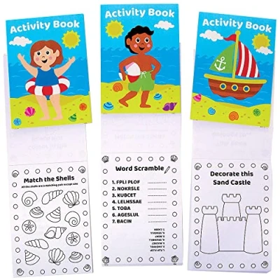 Afbeelding van Baker Ross FC959 Mini doeboeken over de kust voor kinderen Set van 12, leuke reisactiviteiten, cadeautjes en kleurboeken