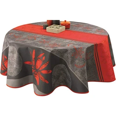 Afbeelding van Le linge de Jules Vlekbestendig Tafelkleed RED Lotus Afmeting: Ø 160 cm Rond