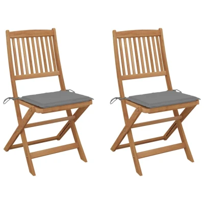 Afbeelding van Tuinstoelen 2 st inklapbaar met kussens massief acaciahout