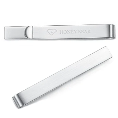Afbeelding van HONEY BEAR 5,4 cm heren glanzend zilver dasspeld roestvrijstalen stropdas clip, 5.4cm, roestvrij staal, zonder steen