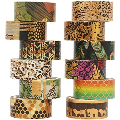 Afbeelding van YUBX Gouden Washi Tape Set VSCO Decoratieve voor DIY Crafts, Bullet Journals, Planners, Scrapbooking, Wikkelen 15mm Breed (Wilderness)