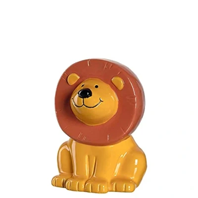 Afbeelding van Leonardo Bambini 039192 Spaarpot, 1 stuks, keramiek spaarvarken met sleutel, cadeau voor kinderen, jongens meisjes, 12,8 cm, oranje bont