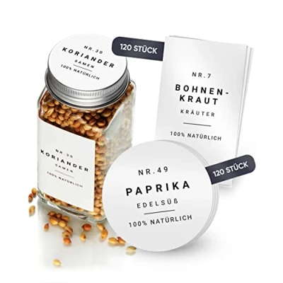 Afbeelding van Homety® kruidenetiketten zelfklevend (240 stuks) stickers rond minimalistisch waterdicht voorraadetiketten (wit)