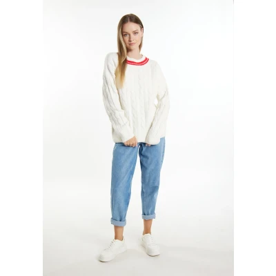 Afbeelding van Dreimaster Maritim Dames Gebreide Trui SCHMUDDELWEDDA XL/XXL / Off White Rood 35% Polyesteracryl 25% Polyester 22% Recy
