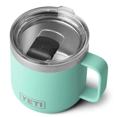 Afbeelding van YETI Rambler Mug, Vacuum Insulated Stainless Steel Stackable Mug with Magslider Lid, Seafoam, 14 oz (414 ml)
