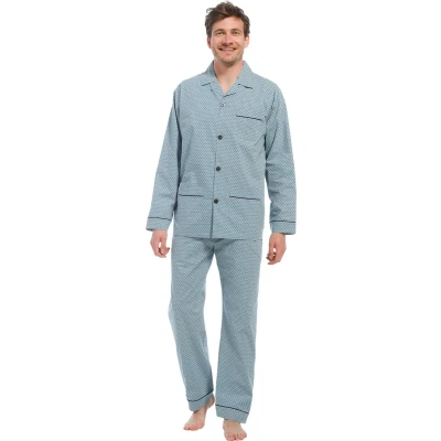 Afbeelding van Robson Heren pyjama katoen knoopsluiting 512 48 Blauw