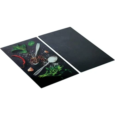 Afbeelding van Allstar Basilische glazen beschermplaat Set van 2 stuks stuks, kookplaatafdekking voor keramische of inductiekookplaten, gehard glas, 30 x 0,8 52 cm, veelkleurig