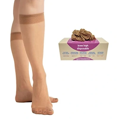 Afbeelding van Pedsox, Wegwerp kniekousen, 50 stuks, voor schoentests, machinewasbaar, eenheidsmaat, Beige, one size