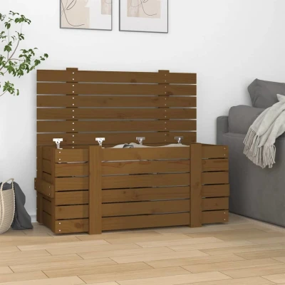 Afbeelding van Opbergbox 91x40,5x42 cm massief grenenhout honingbruin