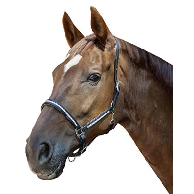 Afbeelding van HKM Lederen Halster Diamond Zwart Pony