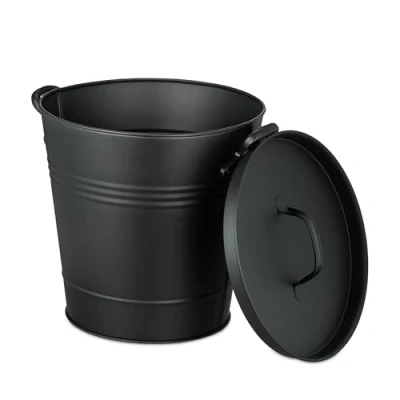 Afbeelding van Relaxdays asemmer met deksel openhaardemmer kachel barbecue handvaten 19 liter