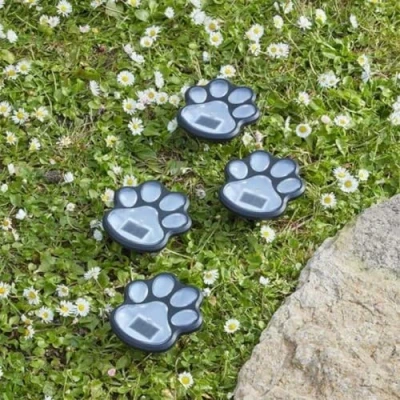 Afbeelding van Garden Mile 4 st Pootafdruk Zonne Verlichting Outdoor Dier Kat Hond Poot Lichten Tuin Spel Waterdichte Pathway Decoratie voor Patio Yard Looppad