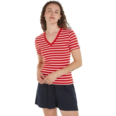 Afbeelding van Tommy Hilfiger NEW SLIM CODY Tshirt basic, Dames, Maat: XXS, Fierce red/ecru