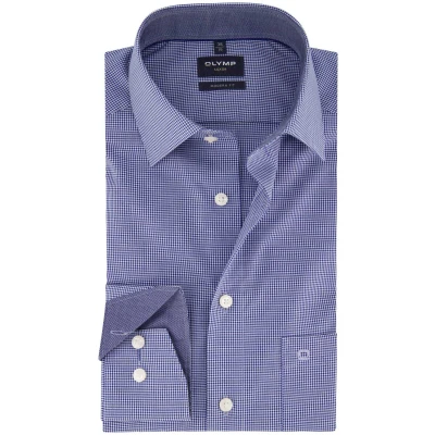 Afbeelding van Olymp overhemd heren Luxor Modern fit normale donkerblauw geruit
