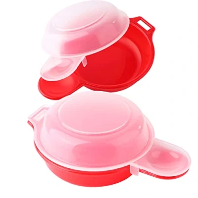 Afbeelding van Bujingyun 2 sets magnetron eierkoker, 1 minuut snel ei Hamburg Omelet Maker Keuken Koken Tool (rood en helder)