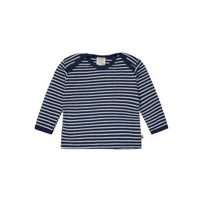 Afbeelding van loud + proud Uniseks kindershirt met lange mouwen, gestreept geribbeld shirt, ultra marine, 62 68