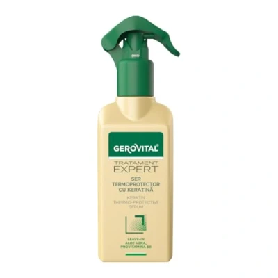 Afbeelding van Gerovital Tratament Expert Thermoprotective Serum met Keratine LEAVE IN , Aloe Vera, Provitamin B5 / Hydrateert en Thermische bescherming voor het haar. haar 150ml