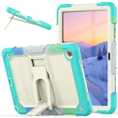 Afbeelding van TECHGEAR ArmourSHIELD Hoesje voor Samsung Galaxy Tab A9 Plus 11 inch 2023 (SM X210 / SM X215) Full Body Stoer Schokbestendig Robuust met Opvouwbare Standaard, Schermbeschermer, Kinderscholen