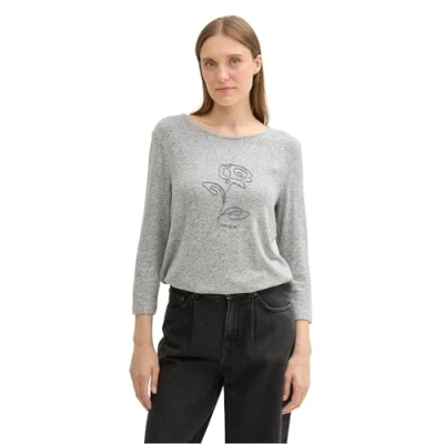 Afbeelding van TOM TAILOR T shirt voor dames, 21373 Medium Silver Grey Melange, L