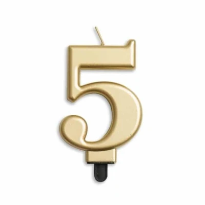 Afbeelding van Kaars 5 jaar Goud Metallic 8cm