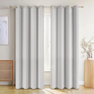 Afbeelding van Blumtal 2 delige Set Ondoorzichtige gordijnen met Ringen verduisteringsgordijn, verduisterend, 145 x 140 cm, Maanlichtgrijs