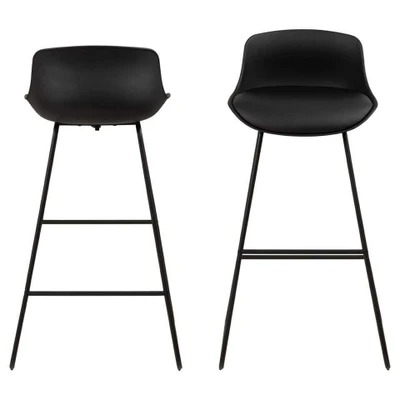 Afbeelding van Leen Bakker Barkruk Liva Zwart 2 Stuks Stoelen Lederlook