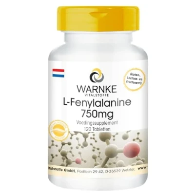Afbeelding van L Fenylalanine 750mg hoge dosering &amp; veganistisch 120 tabletten Aminozuur Warnke Vitalstoffe Duitse apothekerskwalitei