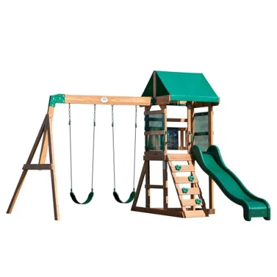 Afbeelding van Backyard Discovery Buckley Hill speeltoestel / speeltoren compleet Inc. schommels glijbaan zandbak klimladder