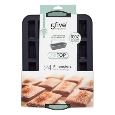 Afbeelding van 5Five Mini cakes bakken bakvorm/bakblik 33 x 23 cm voor 24x stuks Siliconen Muffinvormen / cupcakevormen